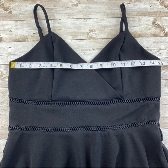 Francesca's Collection Jun & Ivy Black Skater Dress w/ Lattice Cut Outs - size L - Picture 7 of 13